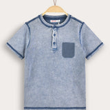 Washed shirt with pocket - blue