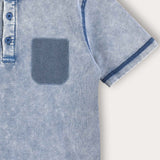 Washed shirt with pocket - blue