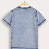 Washed shirt with pocket - blue