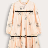 Chiffon dress with flowers - beige