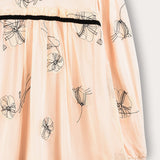 Chiffon dress with flowers - beige