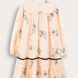 Chiffon dress with flowers - beige