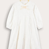 Shabbat dress with laser cut flowers - white