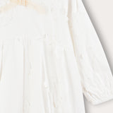 Shabbat dress with laser cut flowers - white