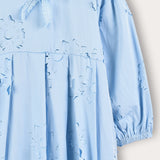 Shabbat dress with laser cut flowers - blue