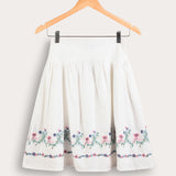 Embroidered skirt with lining - white