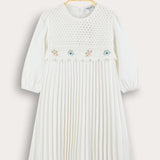 Shabbat dress with crochet combination - beige