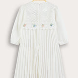 Shabbat dress with crochet combination - beige