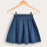 Pleated skirt with pockets - blue