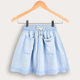 Pleated skirt with pockets - light blue