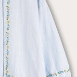 Embroidered puff sleeve shirt - light blue 