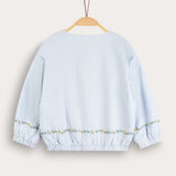 Embroidered puff sleeve shirt - light blue 