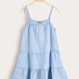 Tiered sarafan with straps - light blue