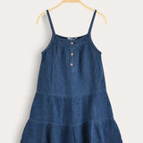 Tiered sarafan with straps - Navy