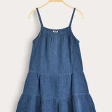 Tiered sarafan with straps - Navy