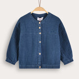 Button-down shirt with Chinese collar - blue