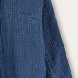Button-down shirt with Chinese collar - blue
