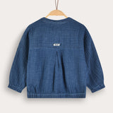 Button-down shirt with Chinese collar - blue