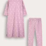 Girls' set: Paris nightgown and tights - pink