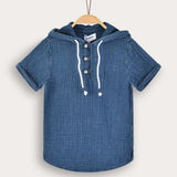 Hooded sweatshirt with buttons - blue