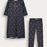 Girls' set: Paris nightgown and tights - Navy