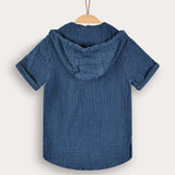Hooded sweatshirt with buttons - blue