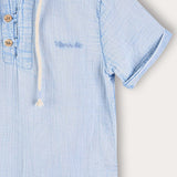 Hooded sweatshirt with buttons - light blue