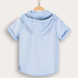 Hooded sweatshirt with buttons - light blue