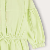 Tiered dress with gathers and ribbon - Lime