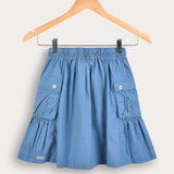 Pleated skirt with pockets - blue