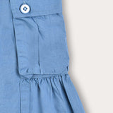 Pleated skirt with pockets - blue