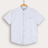 Buttoned linen shirt - light blue