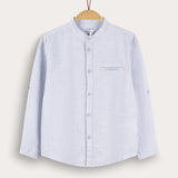 Buttoned fabric shirt - light blue