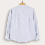 Buttoned fabric shirt - light blue