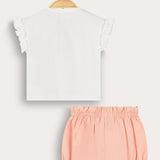 Baby set with bow ties - peach