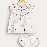 Baby Embroidered Collar Set - Cherries