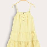 Tiered sarafan with straps - yellow