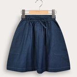 Tencel Stitched Skirt - Blue