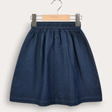 Tencel Stitched Skirt - Blue