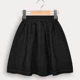 Tencel Stitching Skirt - Black
