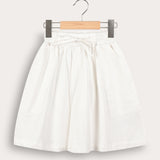 Stitched Tencel Skirt - Beige