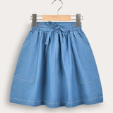 Tencel Stitched Skirt - Blue