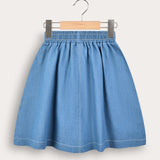 Tencel Stitched Skirt - Blue