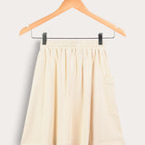Pleated skirt with pocket - cream