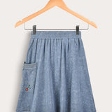 Pleated skirt with pocket - blue