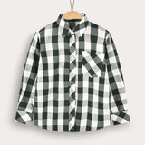 Button-down plaid shirt - green