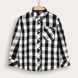 Button-down plaid shirt - black