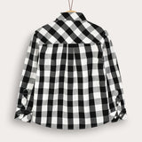 Button-down plaid shirt - black