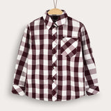 Button-down plaid shirt - burgundy