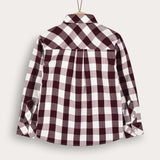 Button-down plaid shirt - burgundy